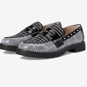 BETSEY JOHNSON Black/White Multi Darian Gingham Plaid Loafers